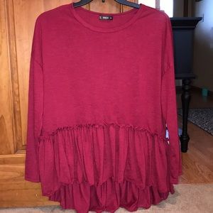 Cute flowy maroon long sleeve top